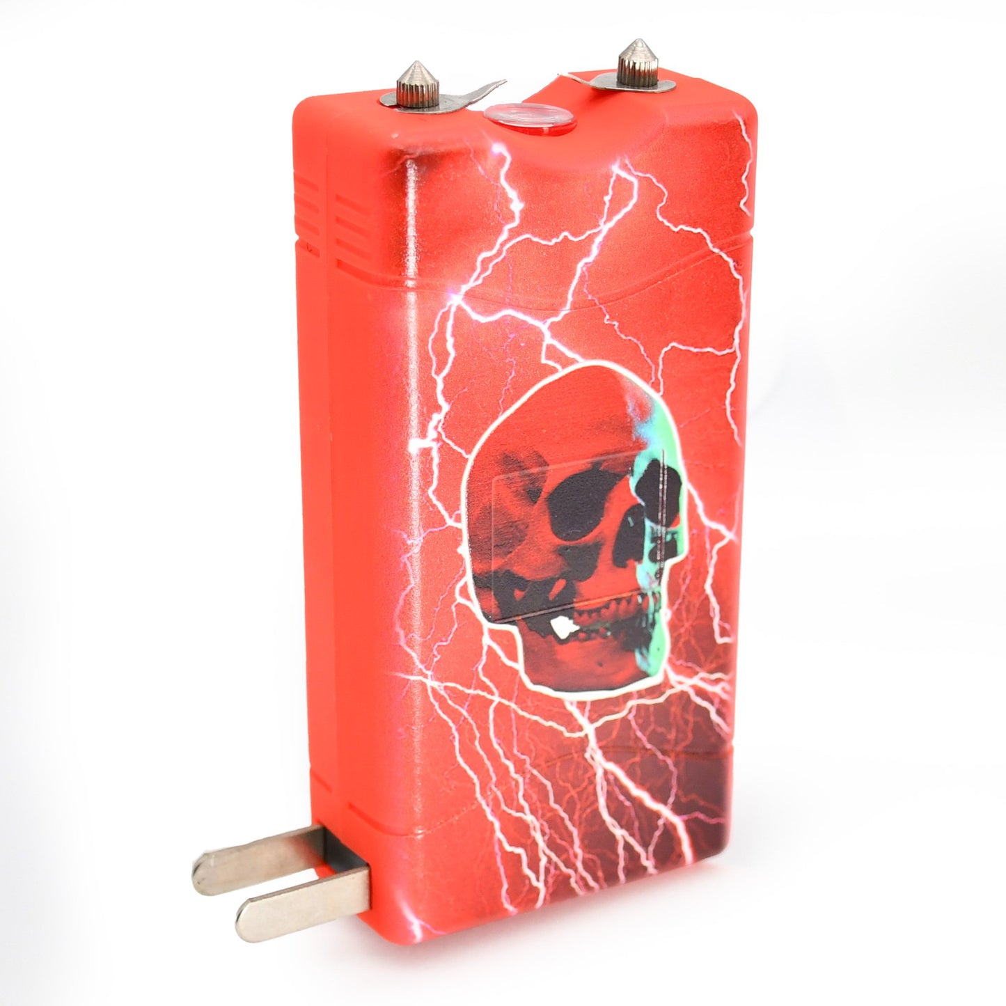 Self Defense Red Skull Stun Gun Rechargeable LED Flashlight