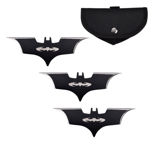 4" Batarang 3 Pcs Throwing Knife Bat Thrower Set