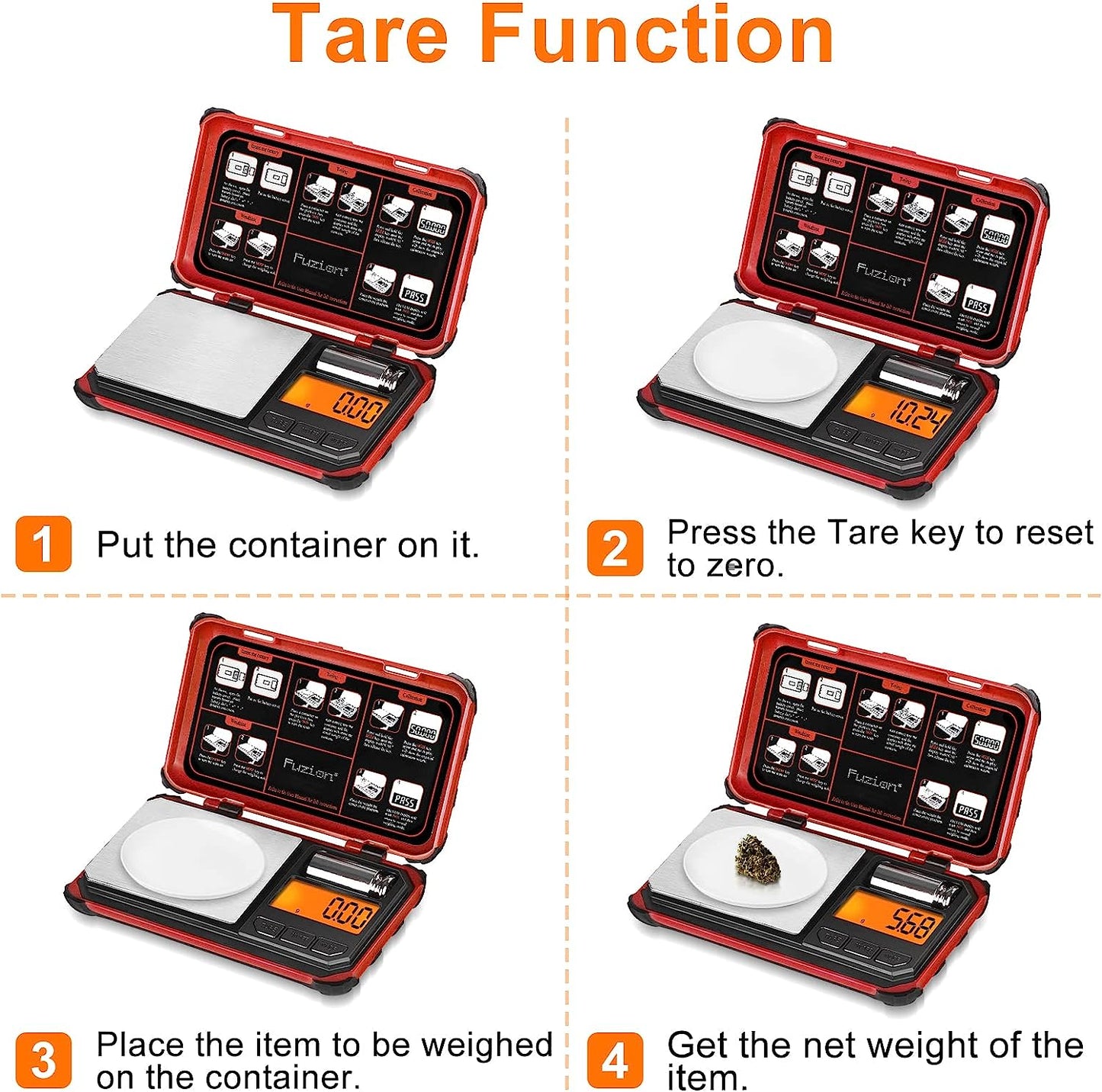 Fuzion TRI Gram Scale, 200g x 0.01g Digital Pocket Scale with 6 Units Red