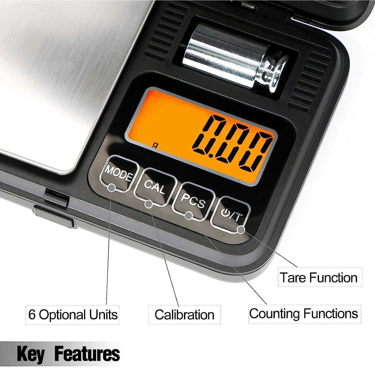 Fuzion Digital Pocket Scale 200g x 0.01g, with LCD Display with 50g Calibration Weight