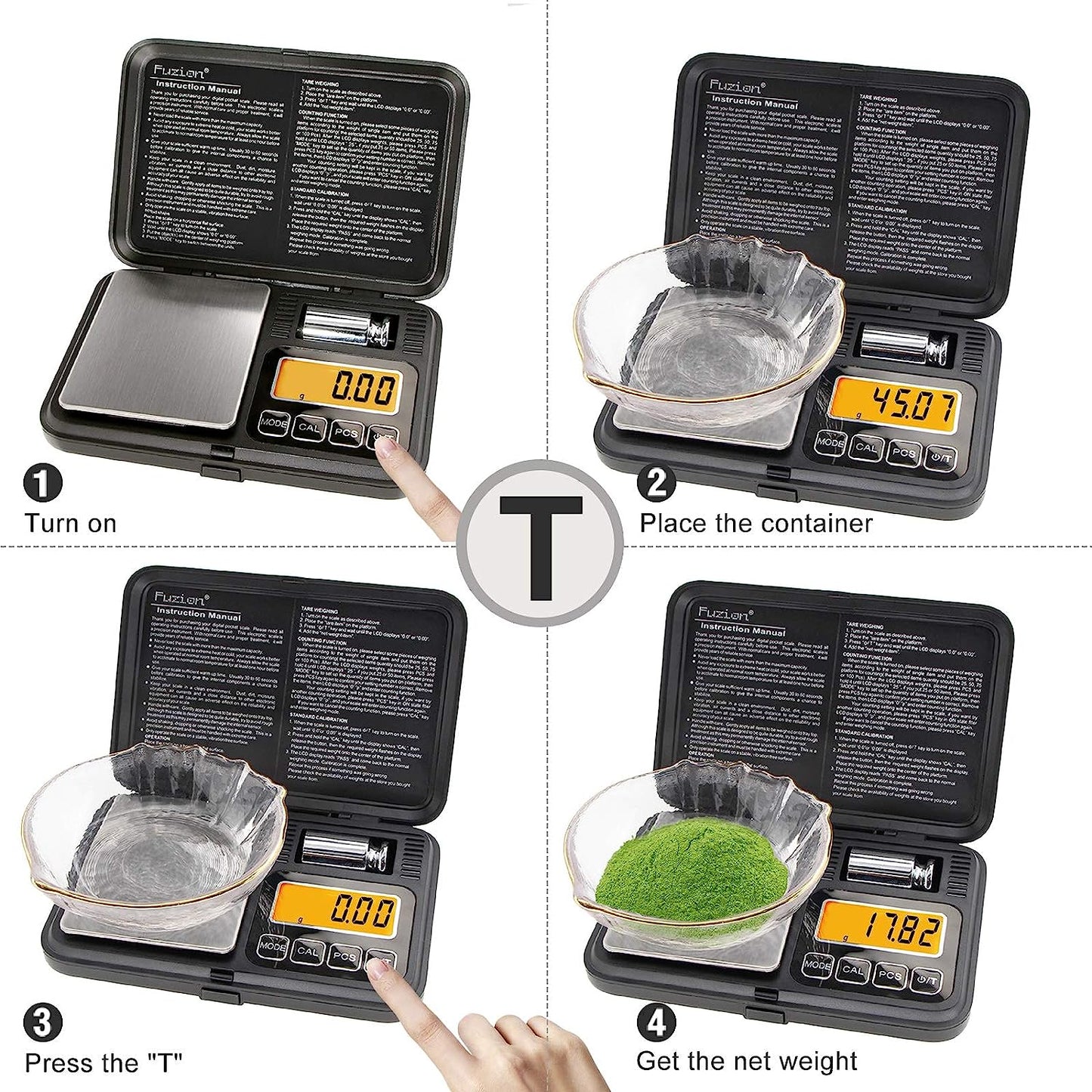 Fuzion Digital Pocket Scale 200g x 0.01g, with LCD Display with 50g Calibration Weight