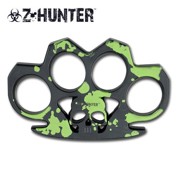 Zombie Green and Black Skull Head Knuckle Belt Buckle