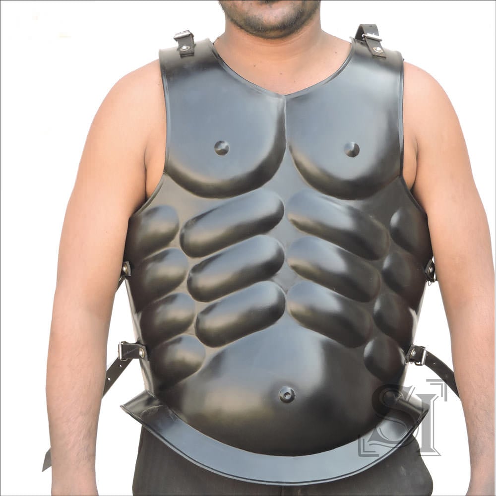 Medieval Roman Greek Muscle Body Armor Black