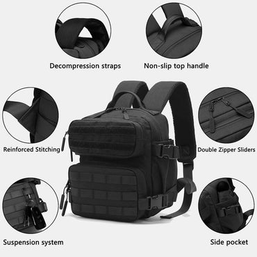 Mini Tactical Backpack,Small Fitness Daypack for Multifunctional Fitness Outdoor Sport Camping Bag(Black)