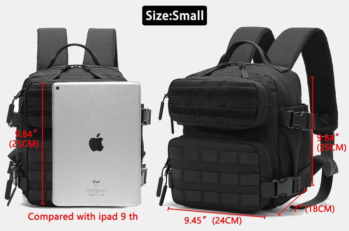 Mini Tactical Backpack,Small Fitness Daypack for Multifunctional Fitness Outdoor Sport Camping Bag(Black)