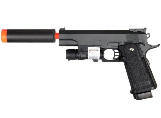 G6A M1911 1911 A1 Metal Airsoft Spring Pistol with Silencer & Laser