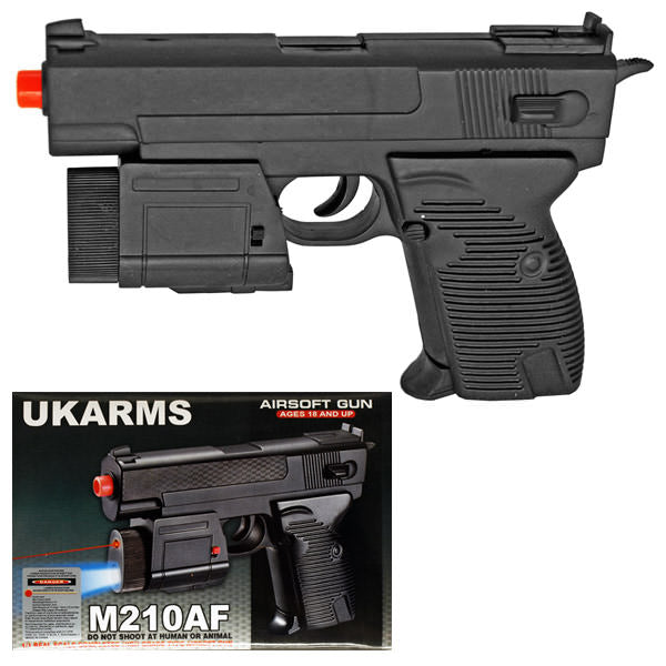 M210AF Spring Airsoft Pistol FPS-130 w/ Flashlight, Laser