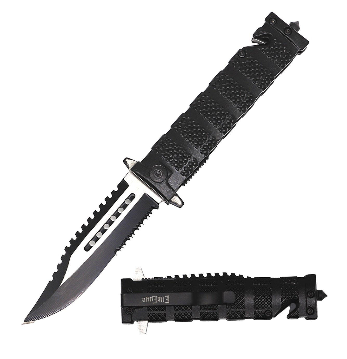 Spring Assisted Knife Black Tactical Fighter