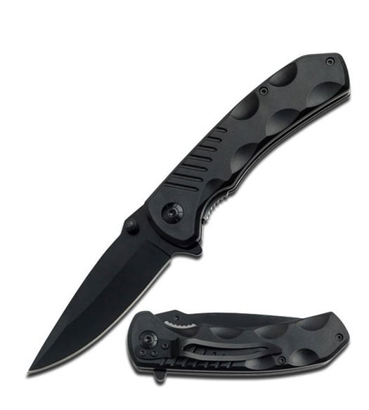 4.5" Closed Black Plain Blade Assisted Open Folding Pocket Knife