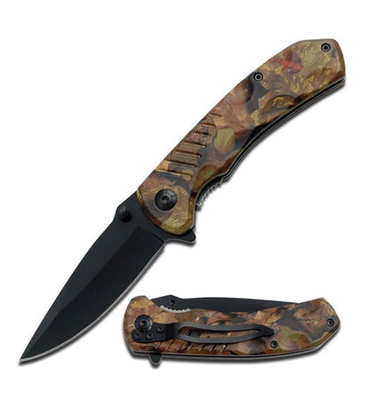 4.5" Closed Hunter Camo Handle Assisted Open Folding Pocket Knife