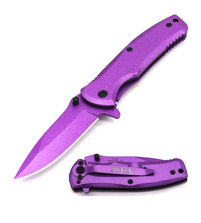 3.5" Closed Pink Stainless Steel Spring Assisted Folding Knife