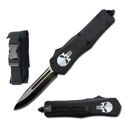 7" Skull Tactical Recon OTF Combat Knife Drop Point Blade