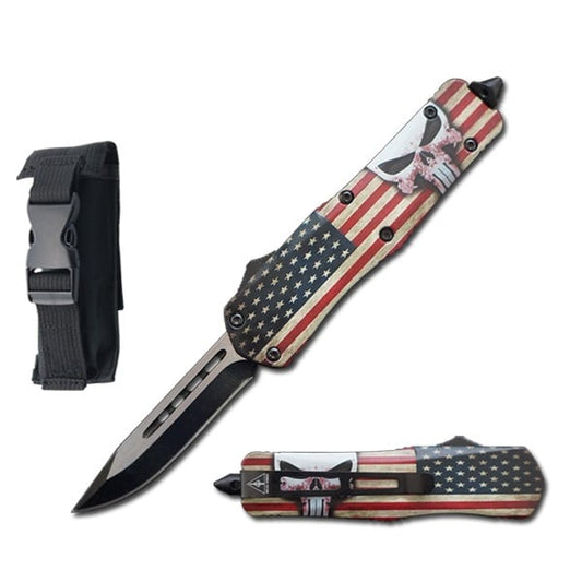 7" US Flag Punisher Tactical Recon OTF Combat Knife