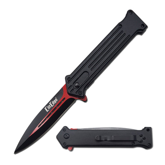 4.5" Closed Two Tone Red Blade Joker Spring Assisted Knife