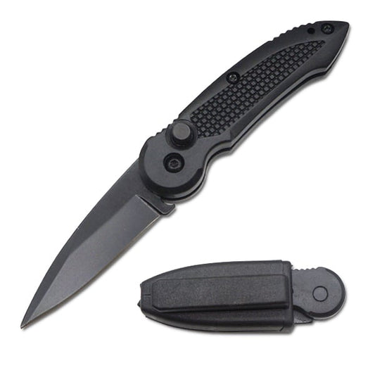 3.25" Closed Mini Push Button Switchblade Pocket Knife with Case