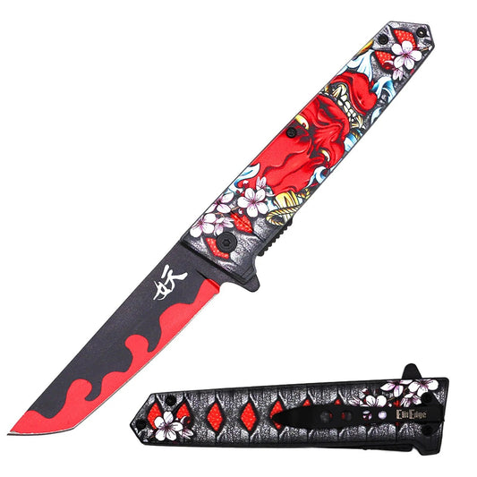 9" Tanto Blade Demonic Katana Spring Assisted Pocket Knife