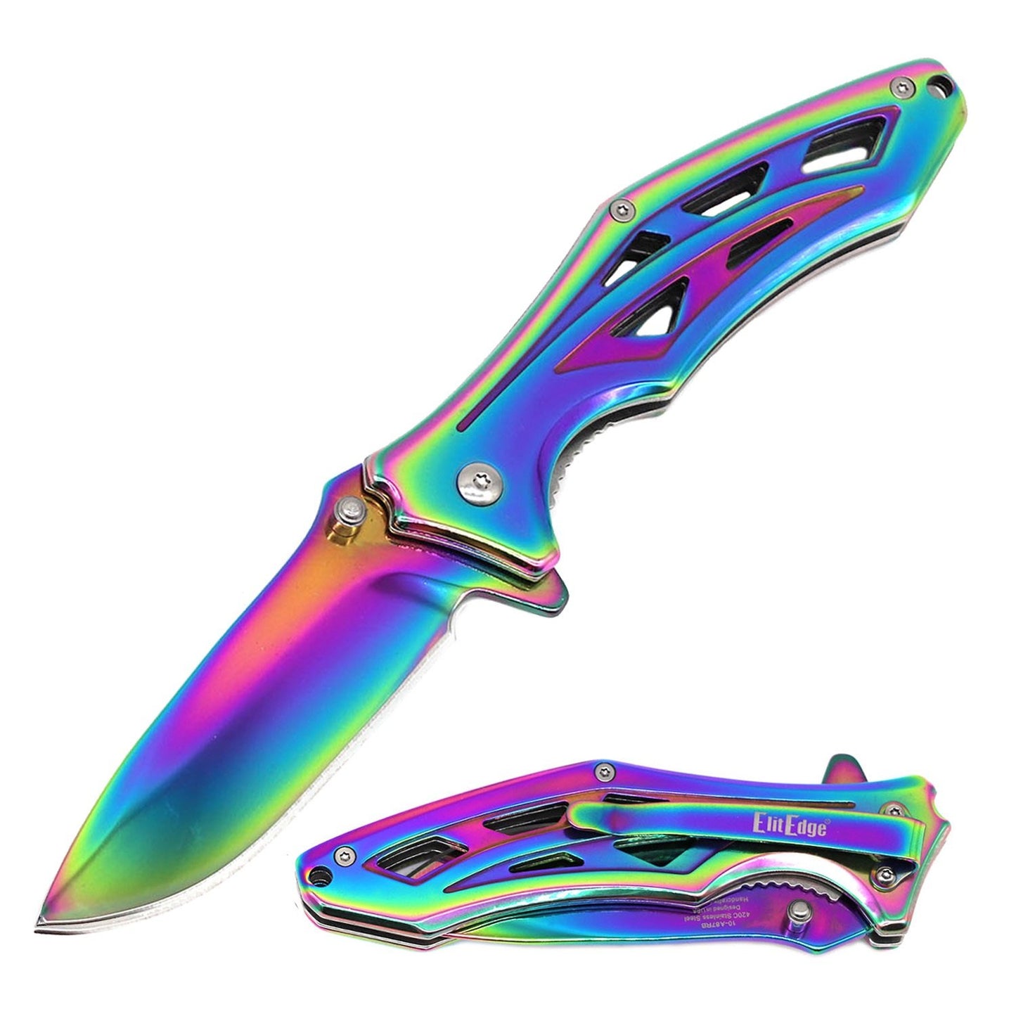 4.75" Closed Spring Assisted Titanium Stainless Steel Pocket Knife