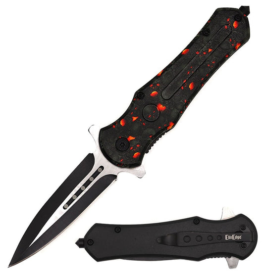 Skull Dagger Style Spring Assisted Open Folding Pocket Knife