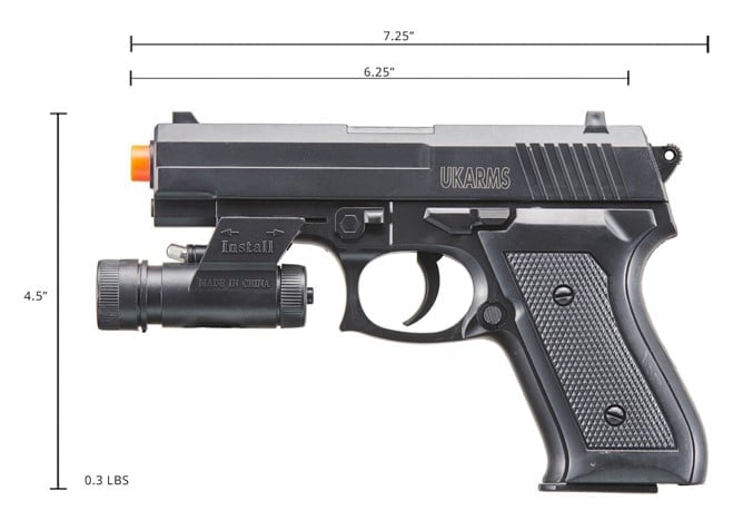 V1918A Spring Powered Airsoft Pistol with Laser & Light