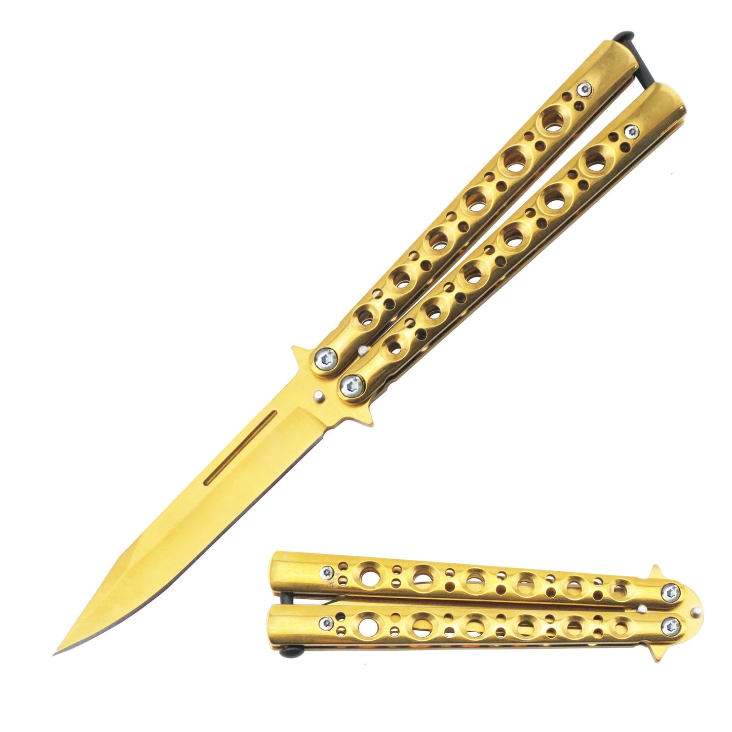 5.5" Closed Length Gold Scorpion Balisong Butterfly Flipper Knife