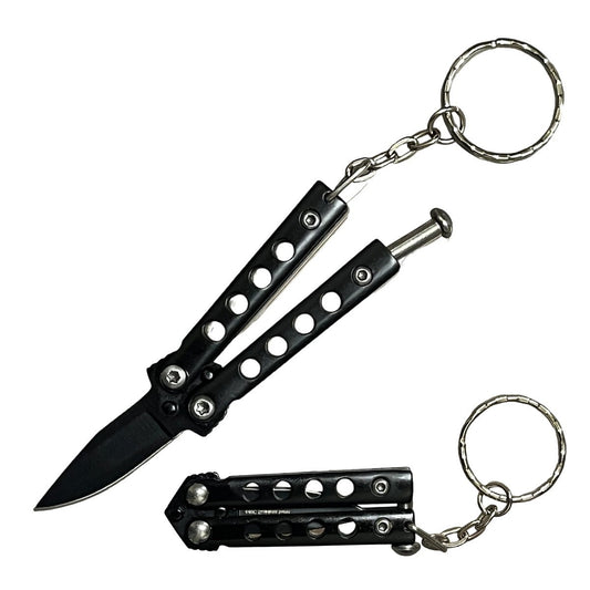 2.25 Inch Closed Black Mini Butterfly Keychain Knife