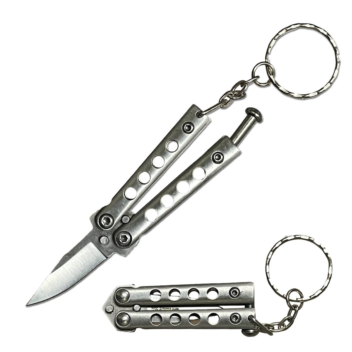 2.25 Inch Closed Silver Mini Butterfly Keychain Knife