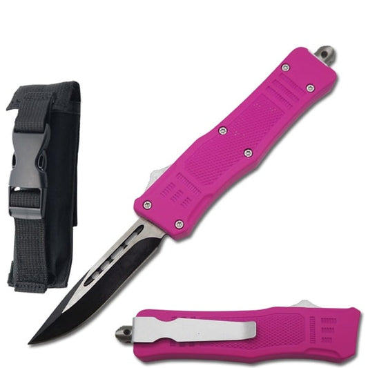 7" Street Walker Out Of The Front OTF Knife - Pink Handle