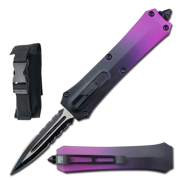 7" Dual Action Reaper OTF Automatic Purple Pocket Knife