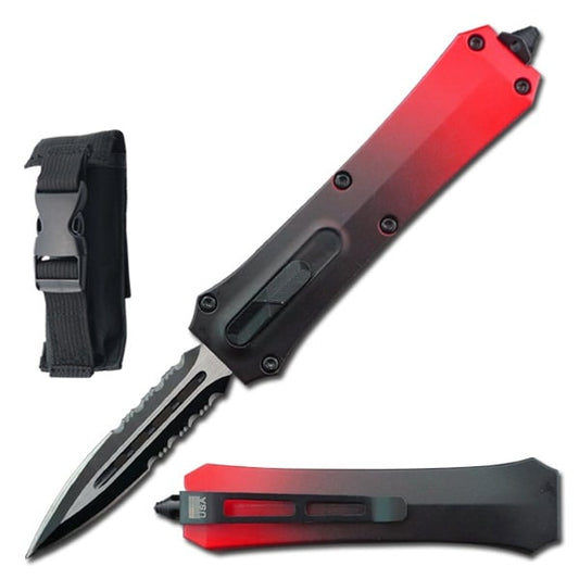 7" Dual Action Reaper OTF Automatic Red Pocket Knife