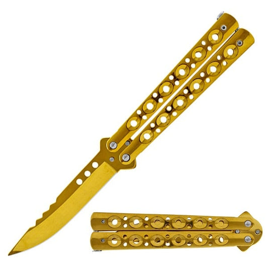 5.25" Closed Length Gold Renegade Balisong Butterfly Flipper Knife