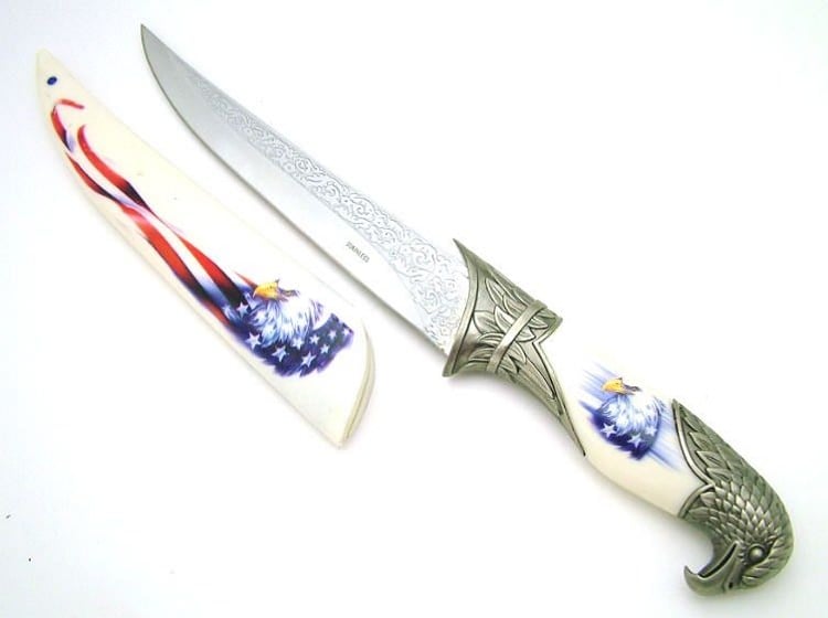 Collector's Patriotic Eagle Fixed Blade Hunting Knife Bowie