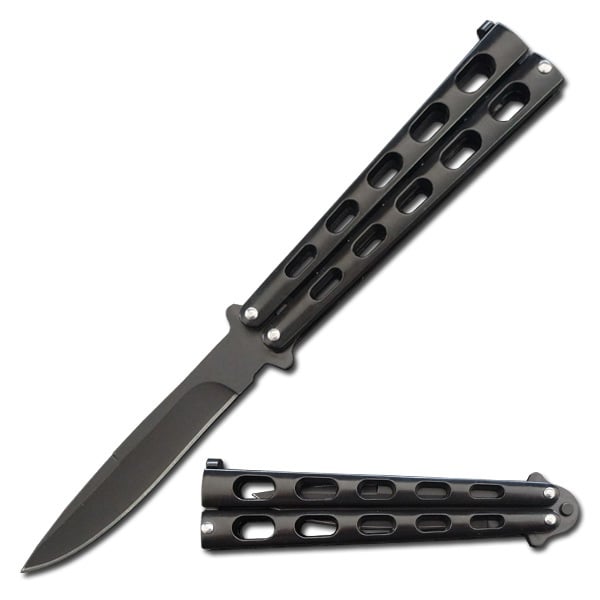 5.25" Closed Length Black Striker Balisong Butterfly Knife