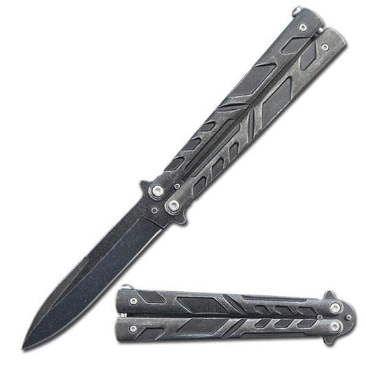 5" Closed Length Stonewash Venom Balisong Butterfly Knife