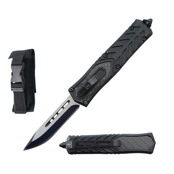 7" Drop Point Blade Everyday Carry Carbon Fiber OTF Knife