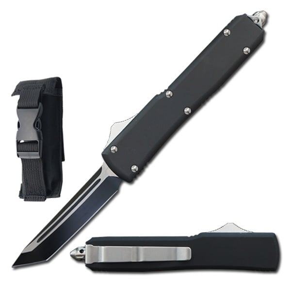 8.75" Automatic Dual Shadow Jumper OTF Knife Tanto Blade