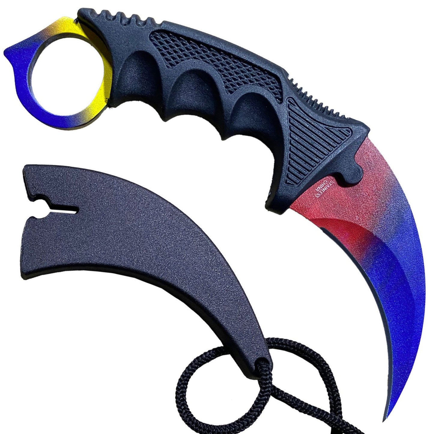 7.6" Ice & Fire Combat Tactical CSGO Karambit Neck Knife w Sheath