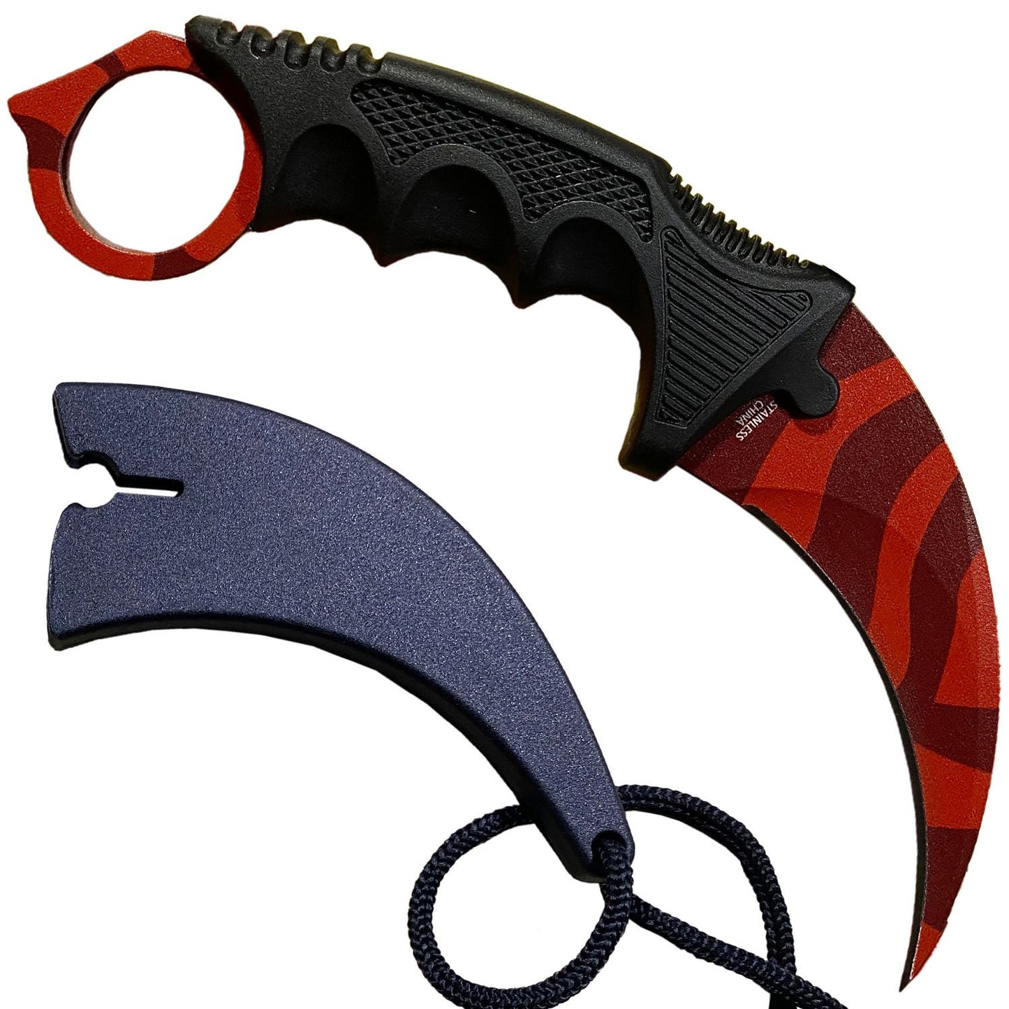 7.6" Slaughter Military Combat Tactical CSGO Karambit Neck Knife w Sheath