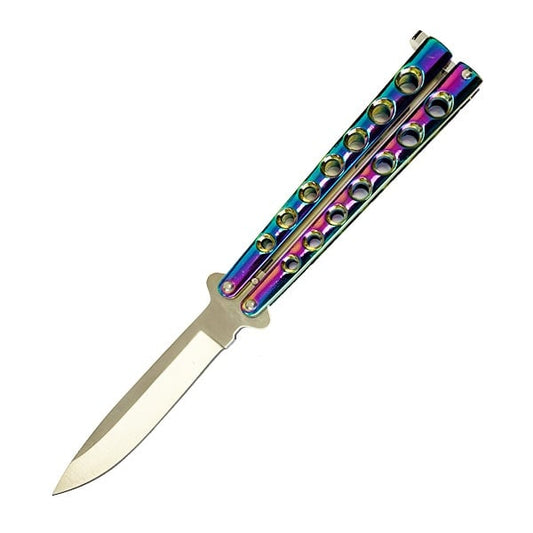 5.25" Closed Length Helix Butterfly Balisong Knife - Rainbow