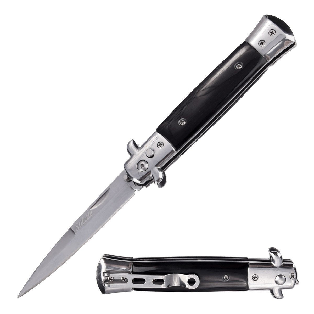 5" Closed Classic Stiletto Automatic SwitchBlade Knife