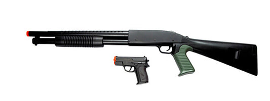 P799B Airsoft Spring Action Shotgun & Pistol Set Combo Black