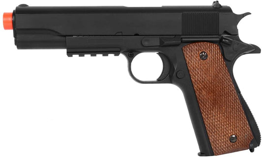 1911 Full Size Spring Powered Heavyweight Airsoft Pistol w/ Railed Frame