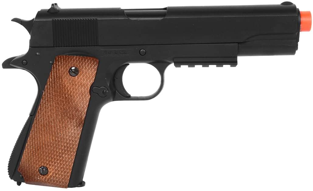 1911 Full Size Spring Powered Heavyweight Airsoft Pistol w/ Railed Frame