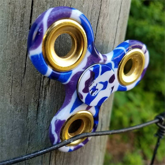 Hand Finger Spinner Purple-Blue Camo Stress Relief Tri Fidget High Speed