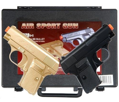 Gold and Black Dueling Set Airsoft Pistol Handguns Gun With Case