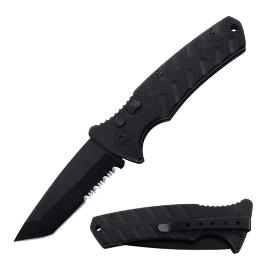 4.75" Closed Atom Switch Blade Automatic Knife Black G10 Handle