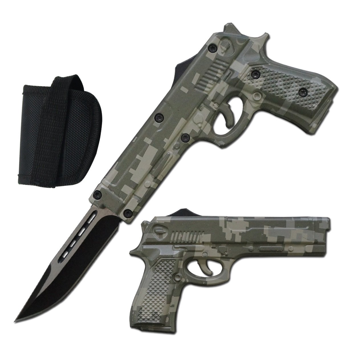 9 Inch Digital Camo Pistol Style OTF Auto Knife