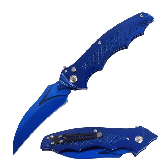 5.95" Closed Blue Automatic Switch Blade Bat Knife