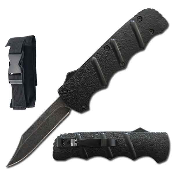 8.75" Automatic Titan Black OTF Drop Point Blade Knife