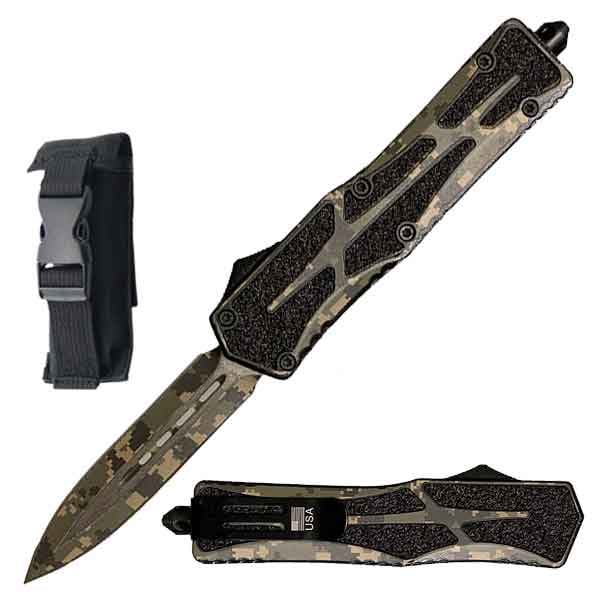 9" Automatic Digital Camo Dual Action Out Of The Front Knife