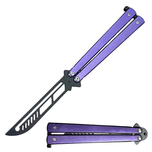 Purple Stainless Steel Butterfly Trainer Unsharpened Practice Knife CSGO